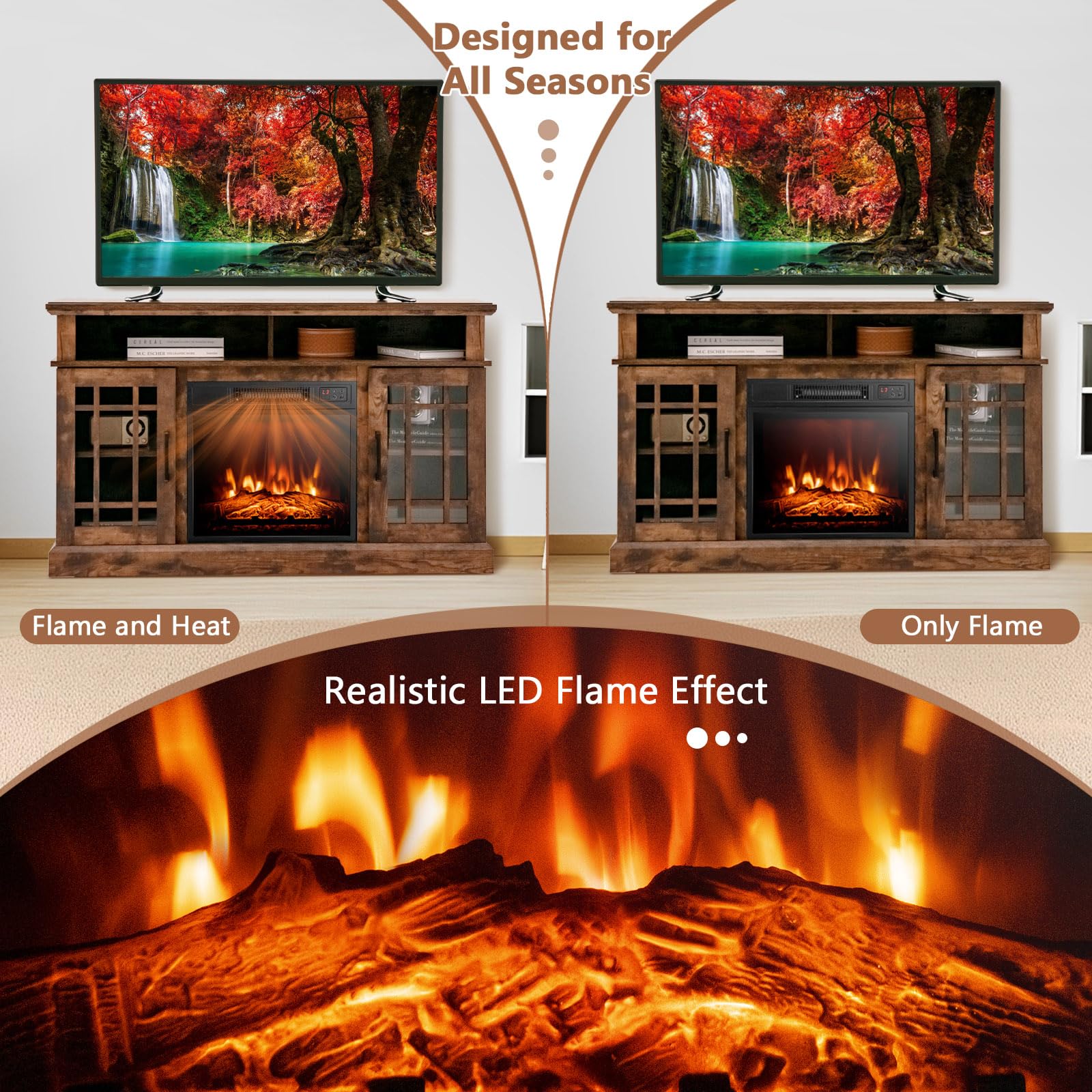 Tangkula Fireplace Entertainment Adjustable Protection