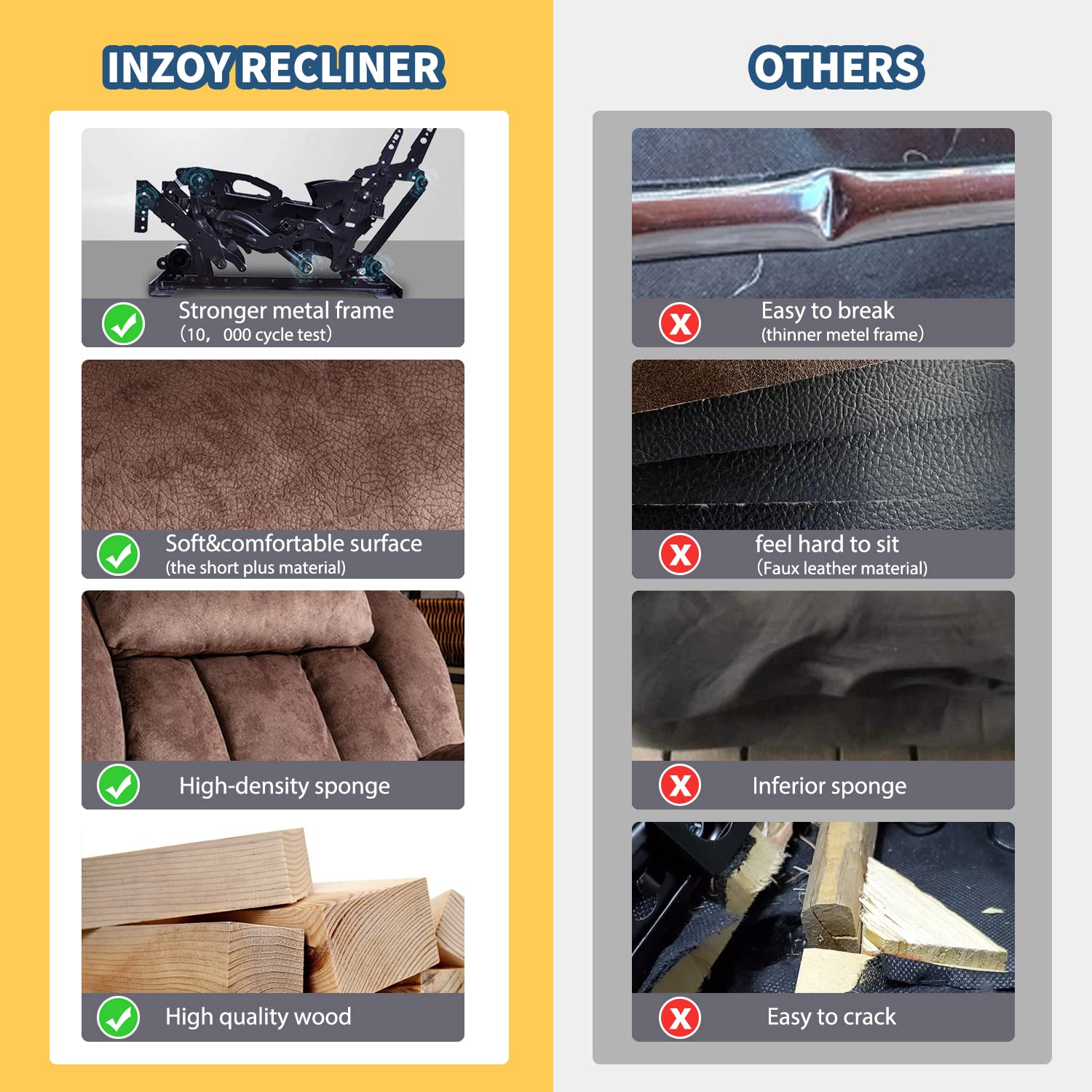 INZOY Recliner Vibration Vibrating Overstuffed