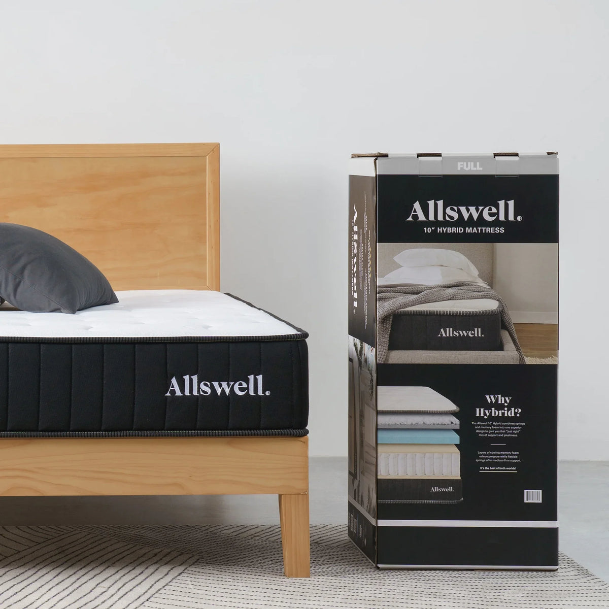 The Allswell 10" Hybrid Mattress in a Box with Gel Memory Foam, Adult, Full