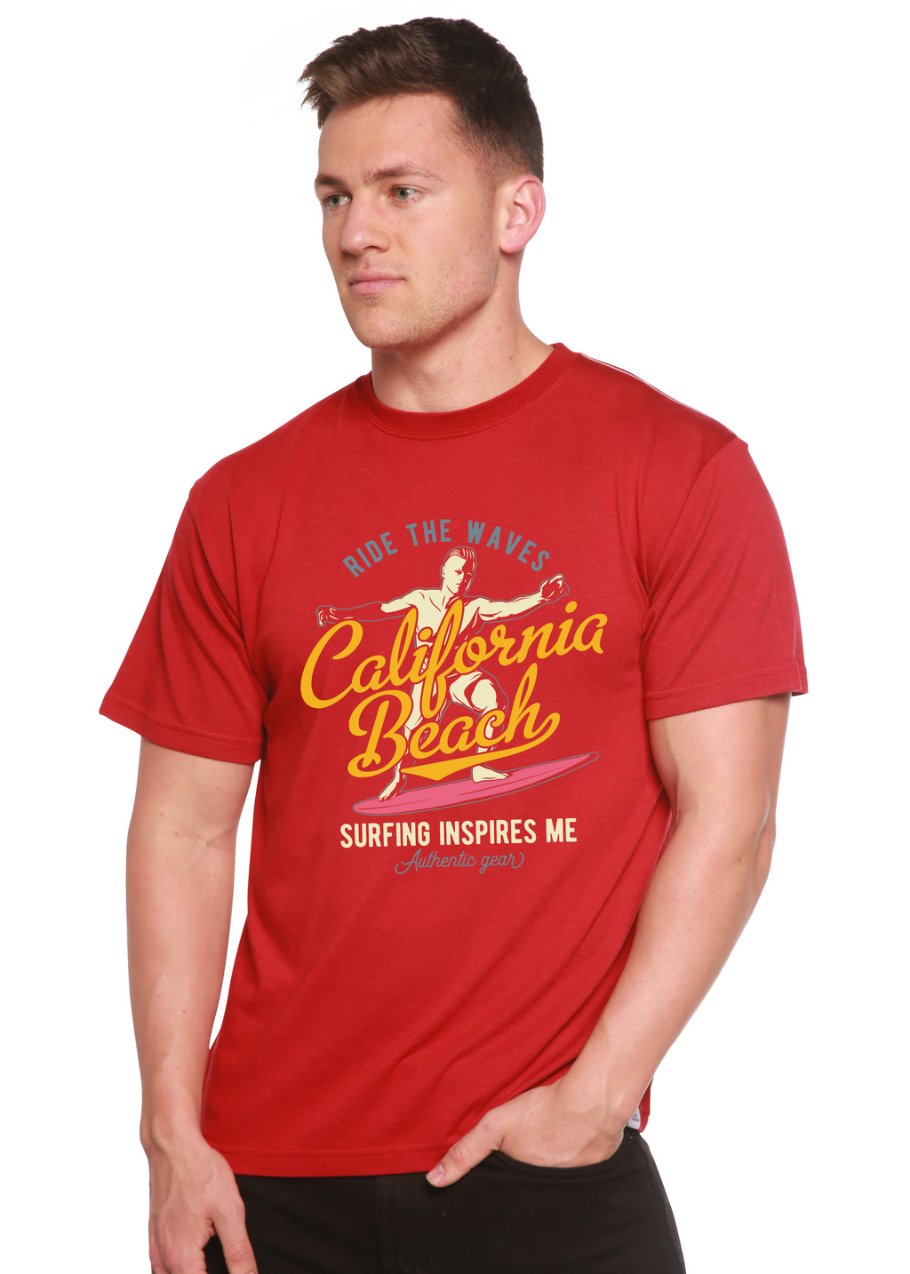 California Beach Men's Bamboo Viscose/Organic Cotton Short Sleeve Graphic T-Shirt