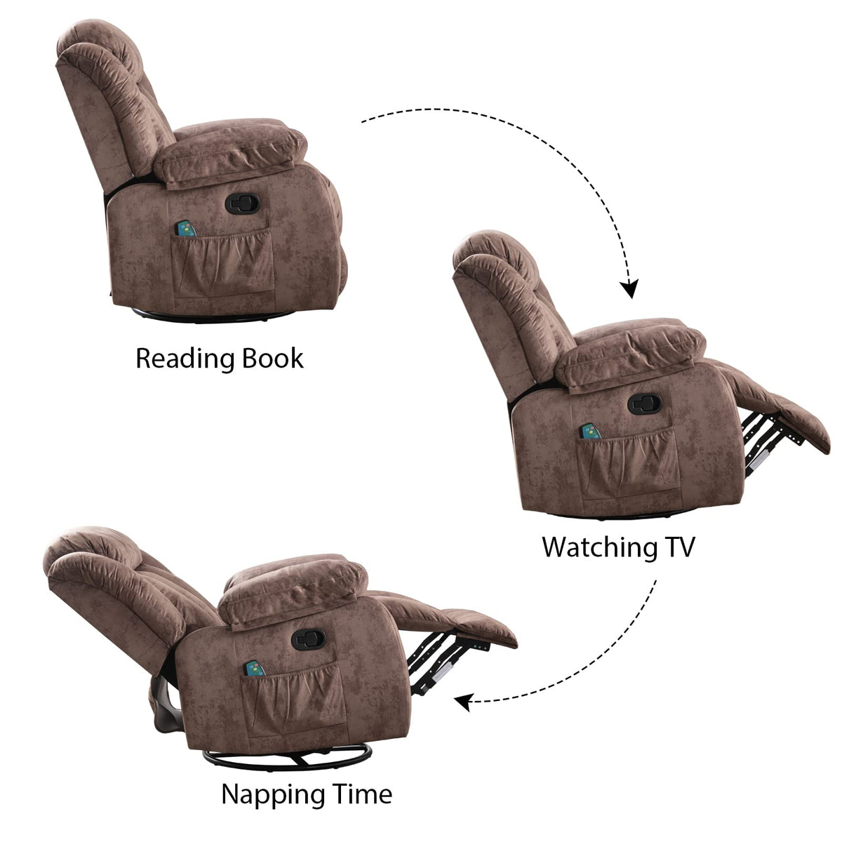 INZOY Recliner Vibration Vibrating Overstuffed
