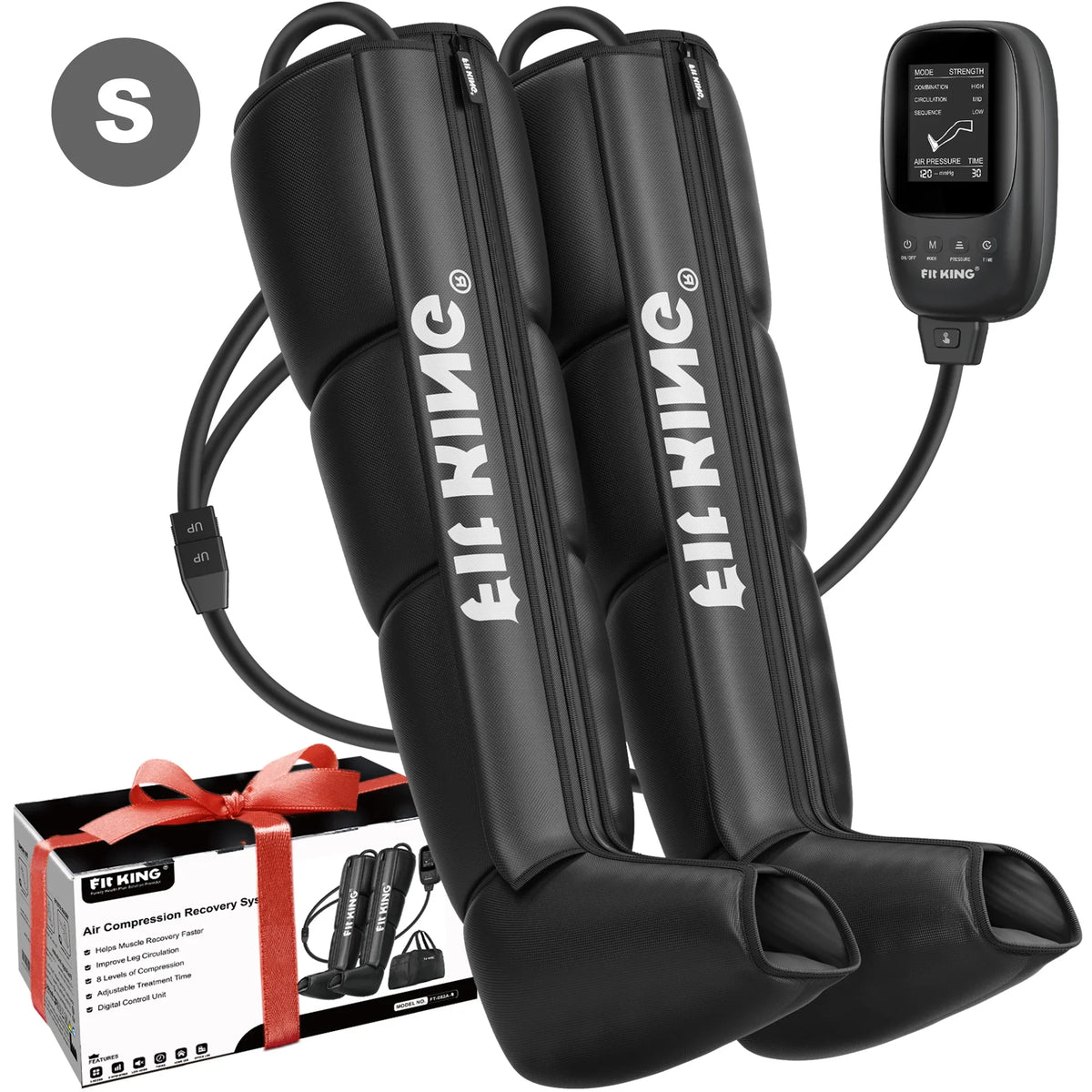 FIT KING Air Compression Recovery System, Calf &Thigh& Foot Air Massage Boots, for Blood Circulation and Fast Recovery (Small)