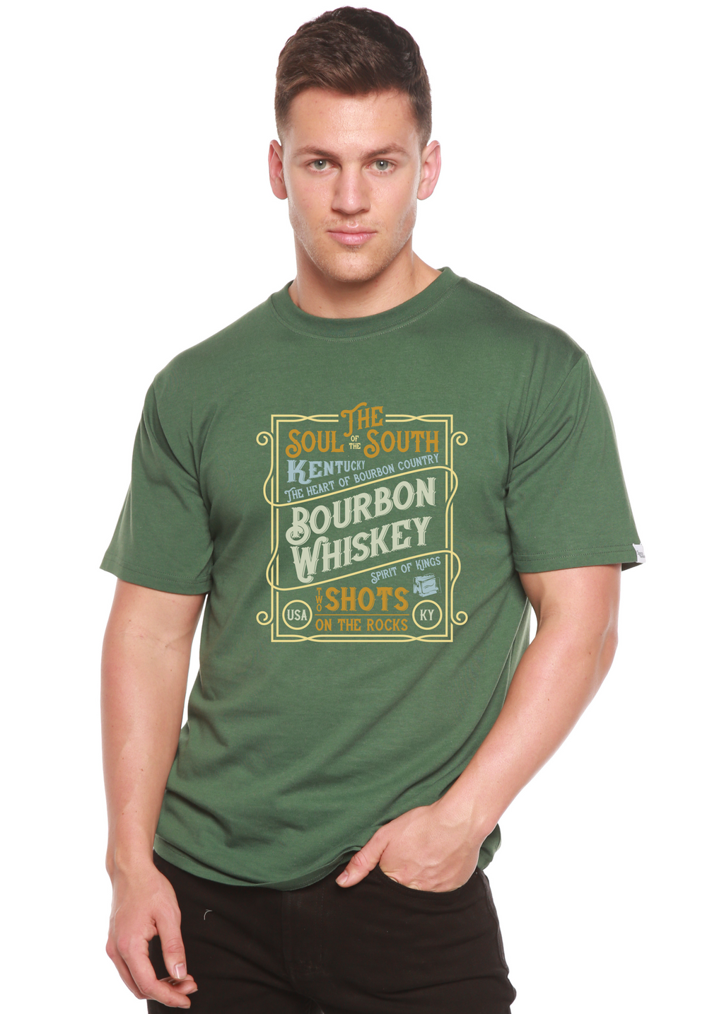 Bourbon Whiskey Men's Bamboo Viscose/Organic Cotton Short Sleeve Graphic T-Shirt