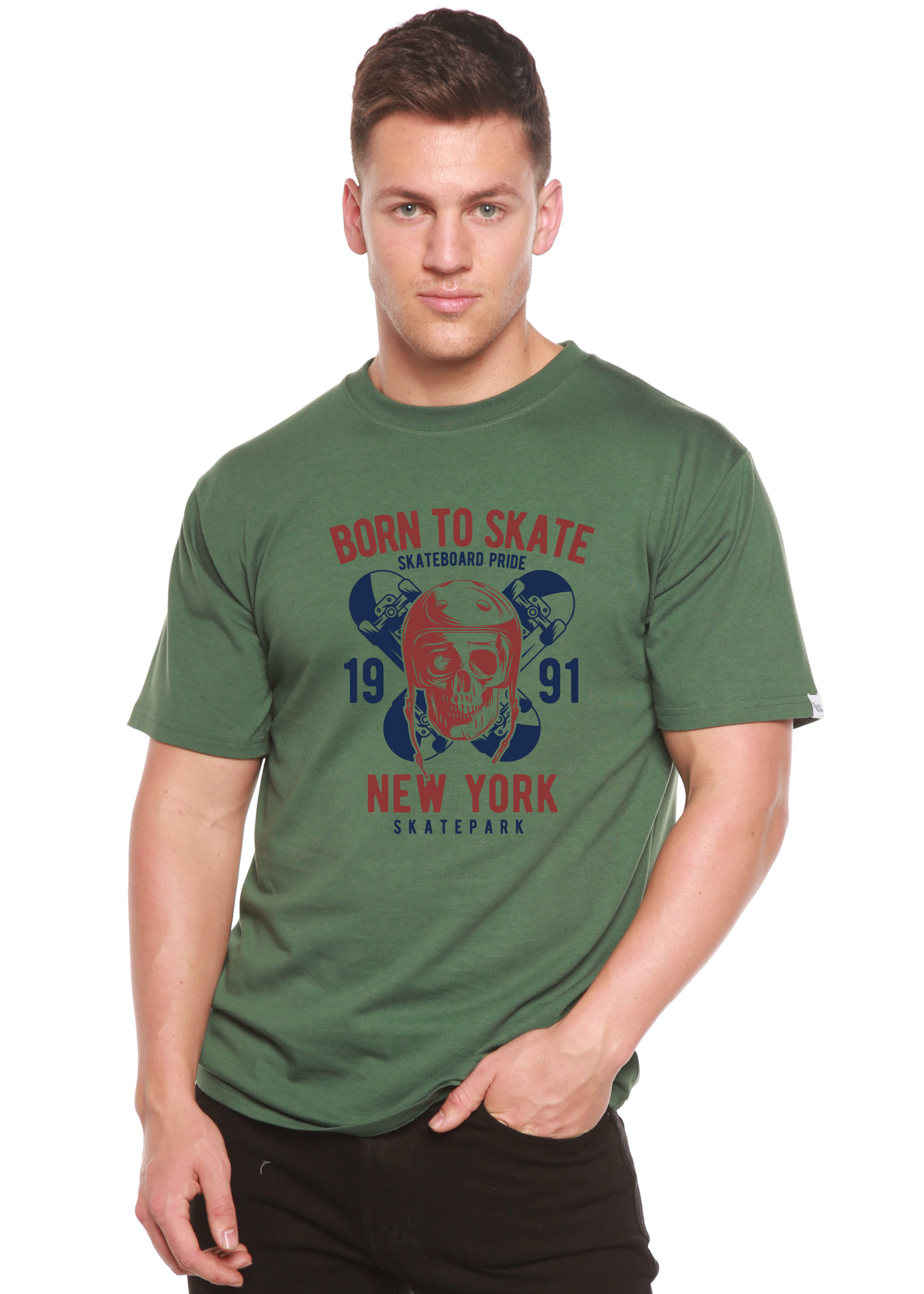 Born To Skate 1991 New York Men's Bamboo Viscose/Organic Cotton Short Sleeve Graphic T-Shirt