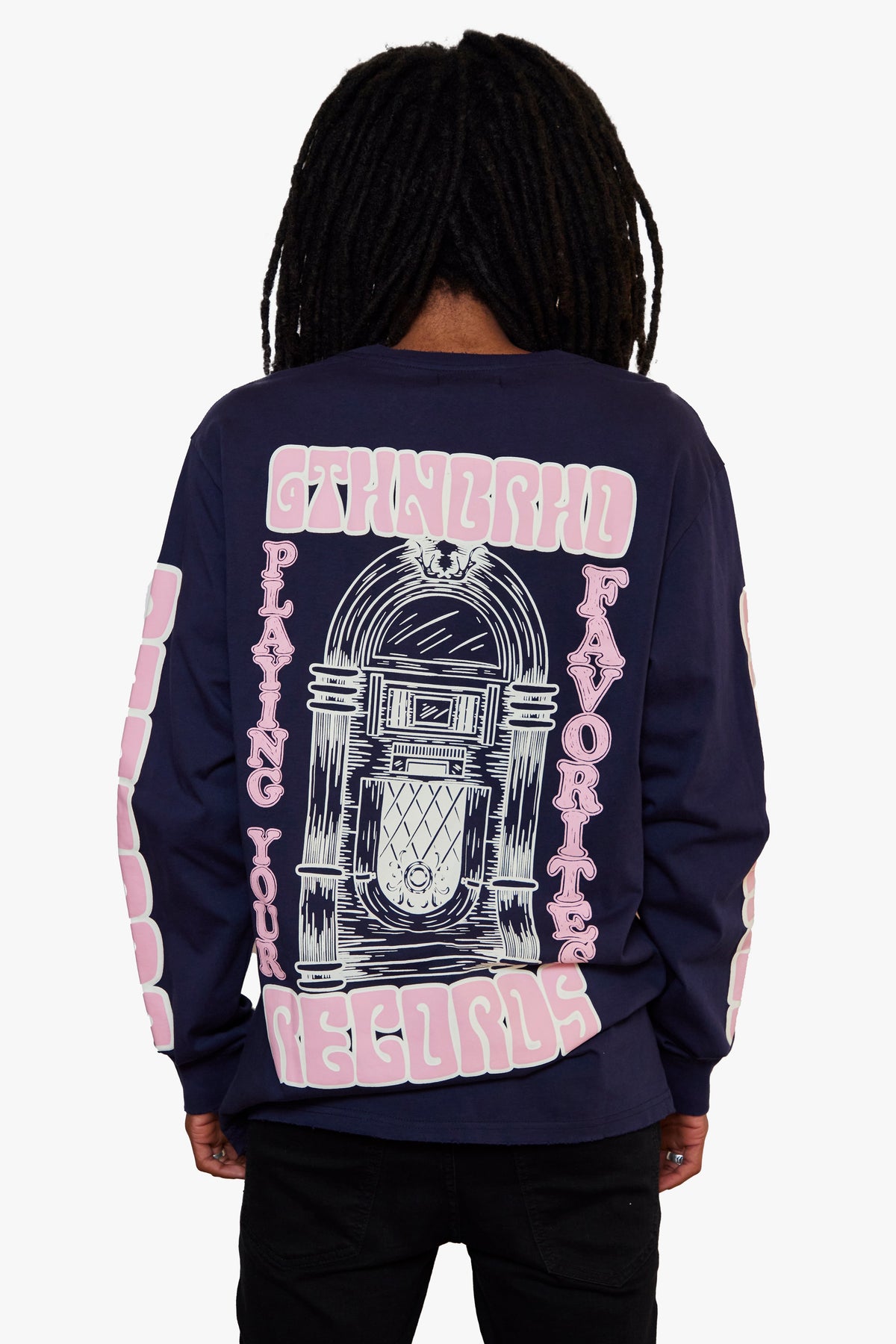 6thNBRHD LONG SLEEVE TEE "6TH RECORDS" NAVY