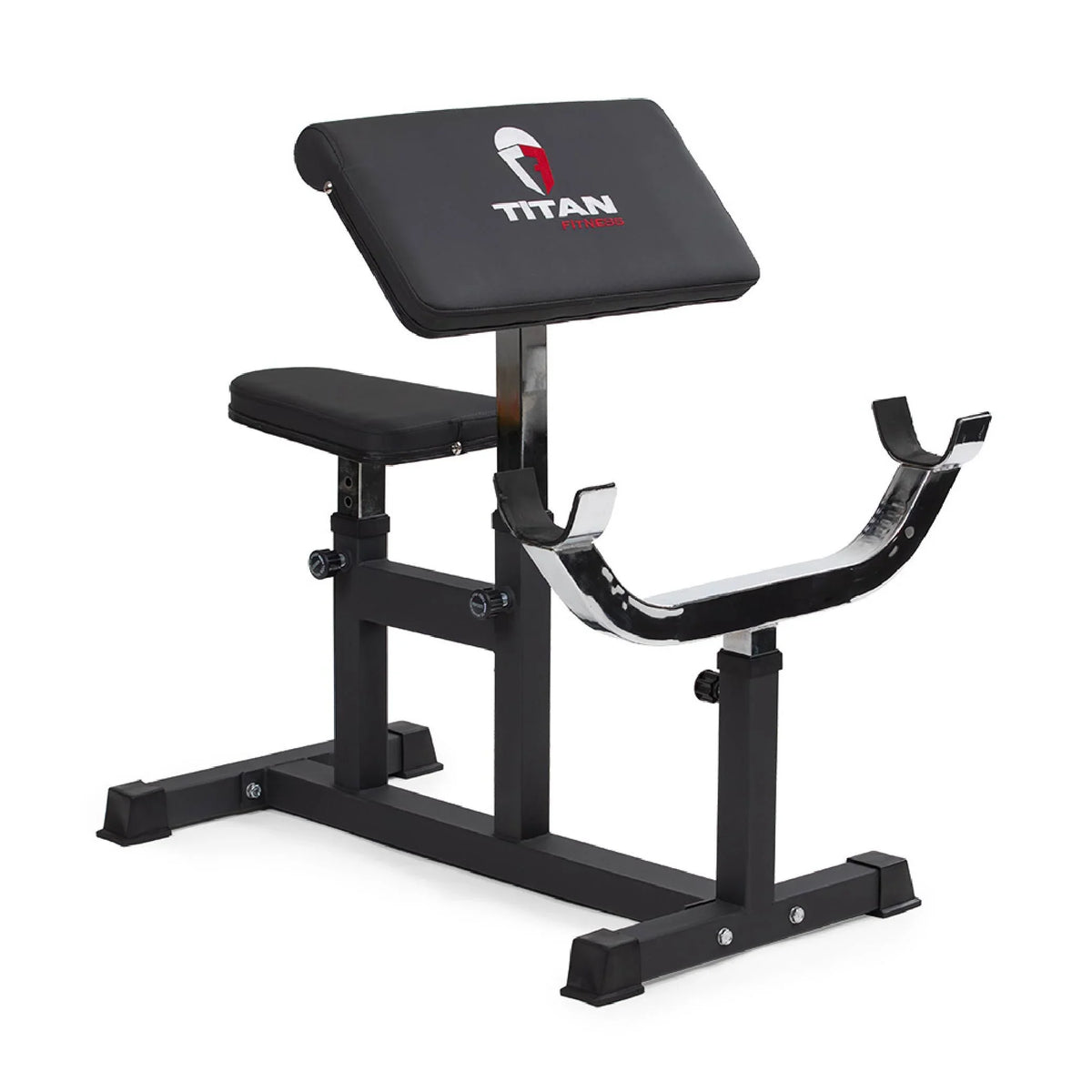 Titan Fitness Adjustable Arm Preacher Curl Weight Station, Seated Strength Training Fitness Bench, Rated 250 LB, Isolated Barbell Dumbbell Bicep Tricep Muscle Home Gym Fitness Equipment