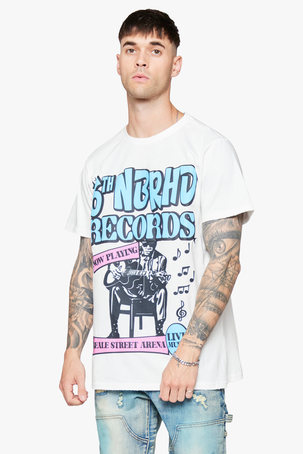 6thNBRHD TEE "NOW PLAYING" WHITE