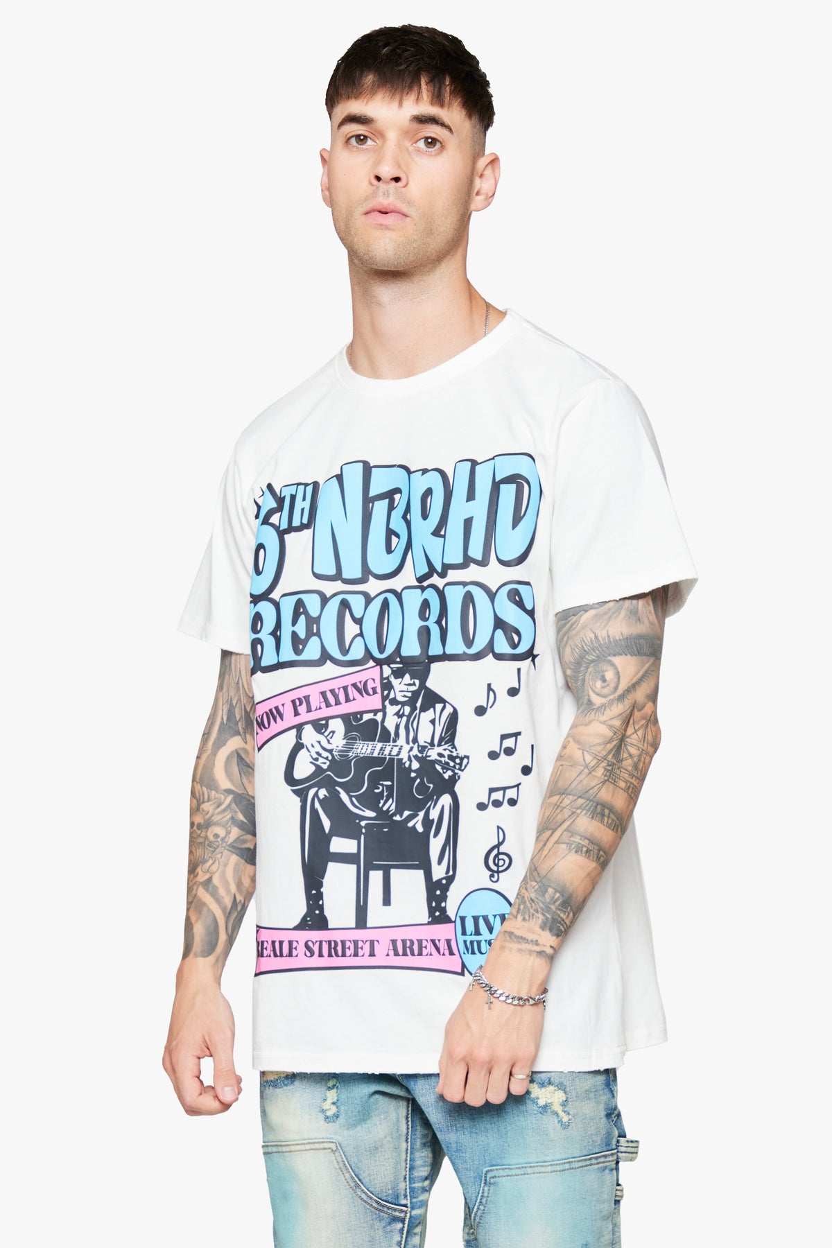 6thNBRHD TEE "NOW PLAYING" WHITE