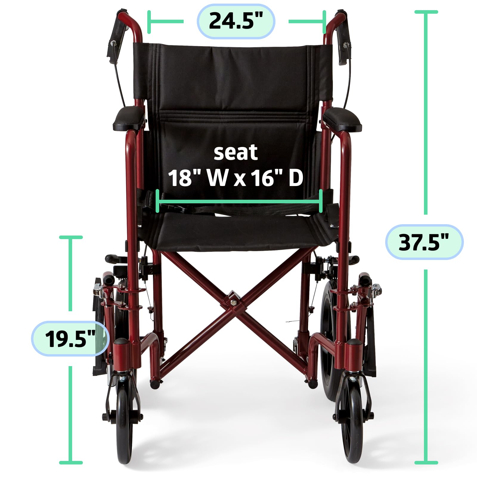 Medline Lightweight Transport Wheelchair Handbrakes