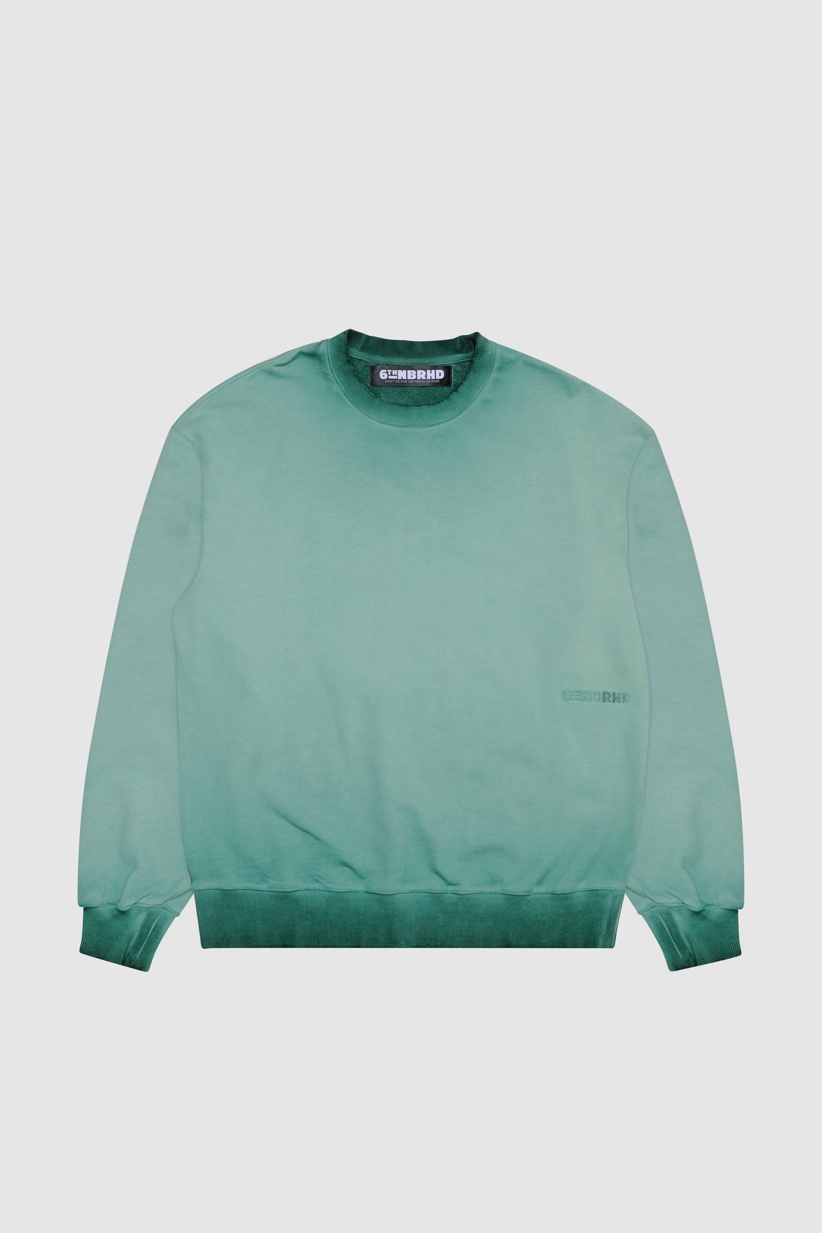 6thNBRHD CREWNECK "ESNTL 2.0" VINTAGE GREEN