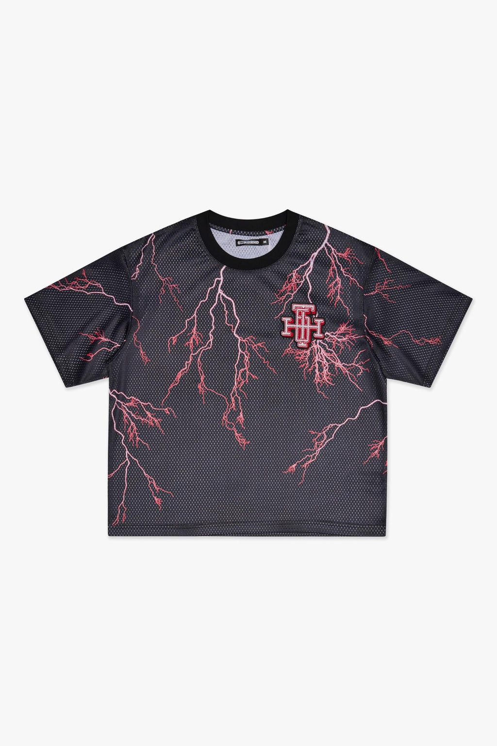 "SCRIMMAGE" BOX-FIT MESH TEE - BLACK RED