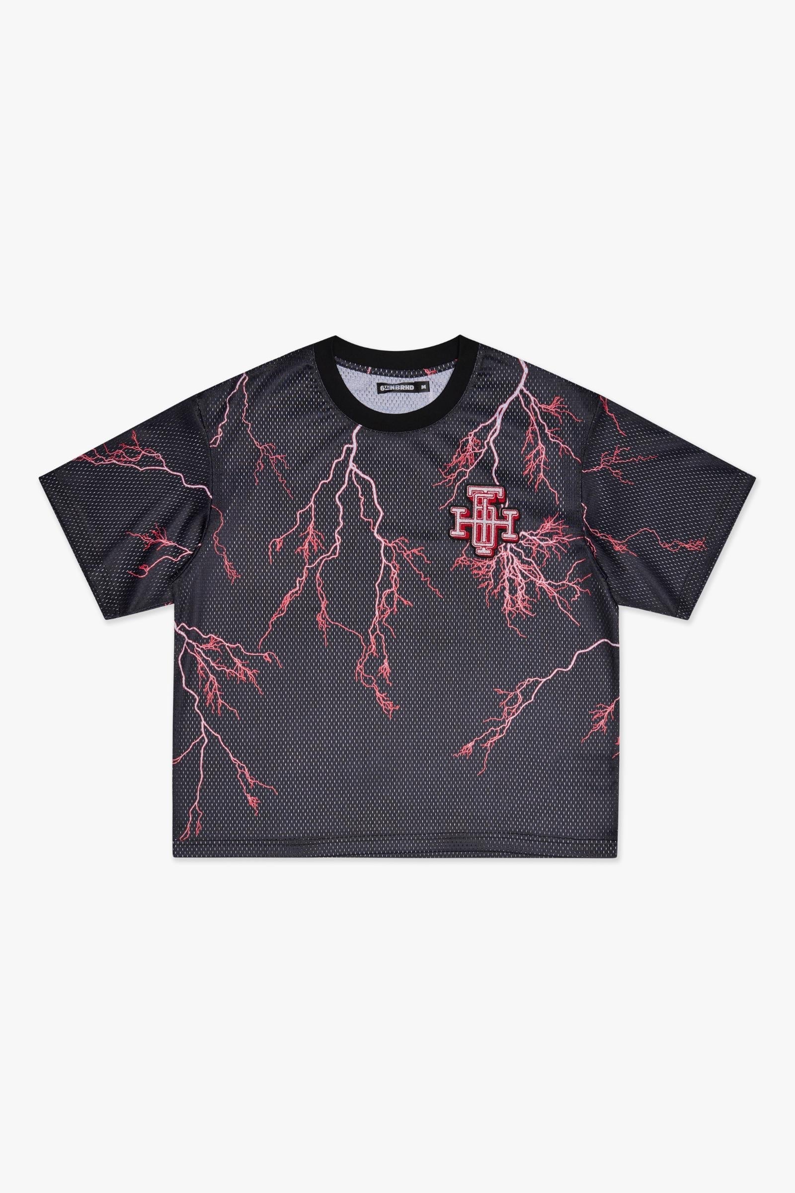"SCRIMMAGE" BOX-FIT MESH TEE - BLACK RED