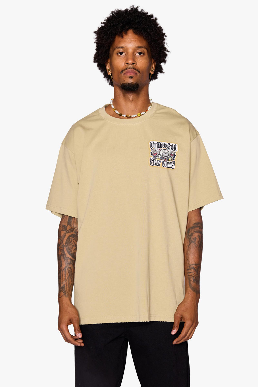 "STAY VICIOUS" TEE (MINT) SAND