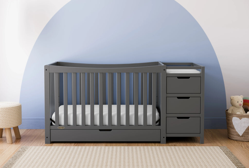 Graco Remi 4-in-1 Convertible Baby Crib and Changer, Gray
