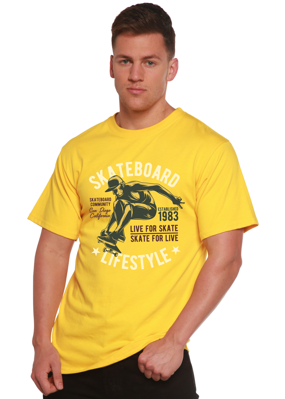 Skateboard Lifestyle Men's Bamboo Viscose/Organic Cotton Short Sleeve Graphic T-Shirt
