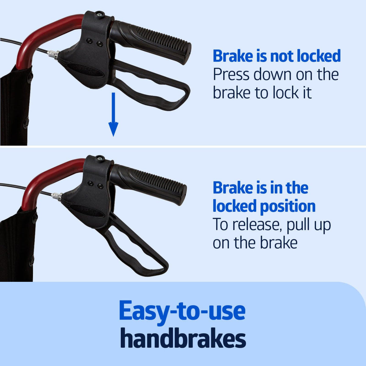 Medline Lightweight Transport Wheelchair Handbrakes