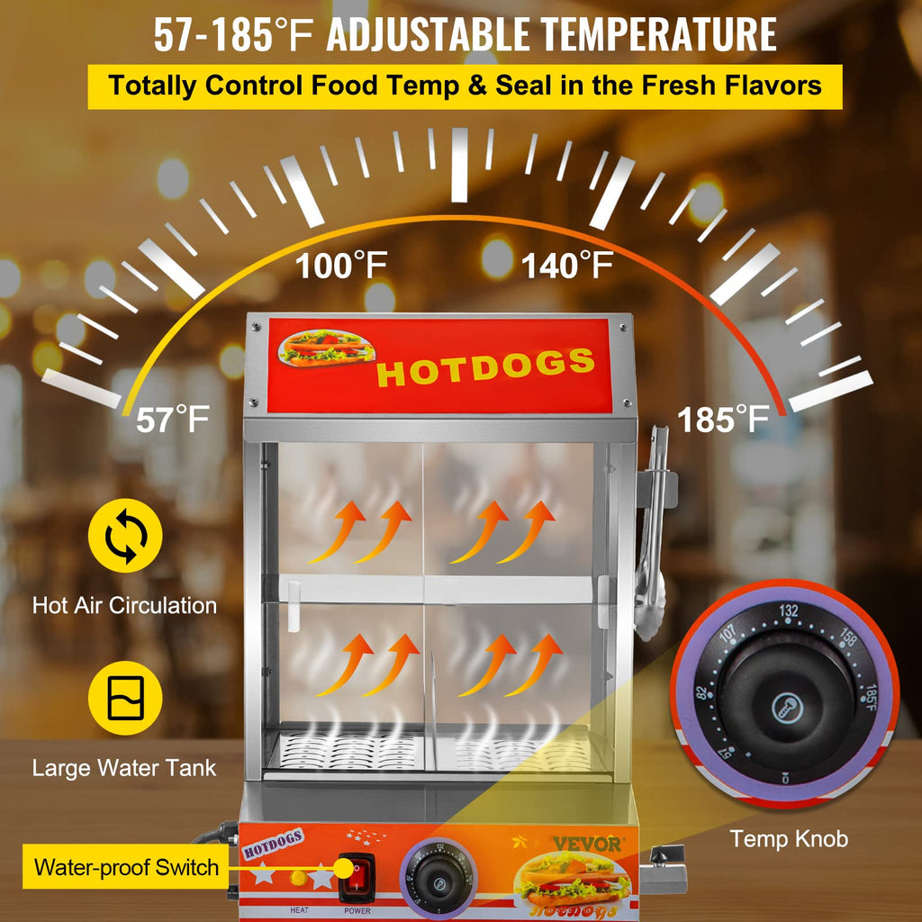 VEVOR Hot Dog Steamer 27L