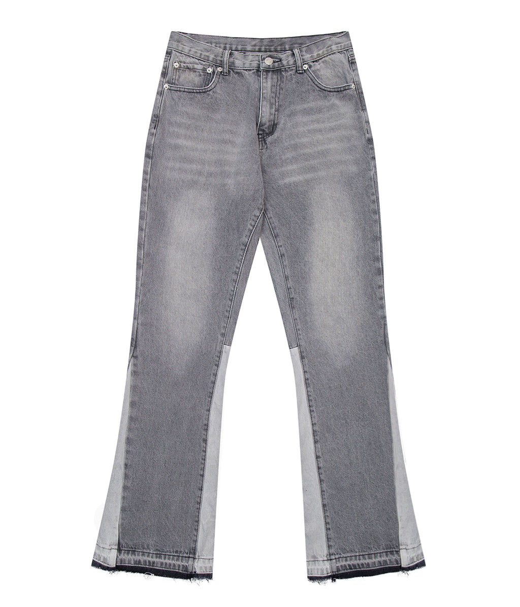 GREY SPLIT FLARE DENIM
