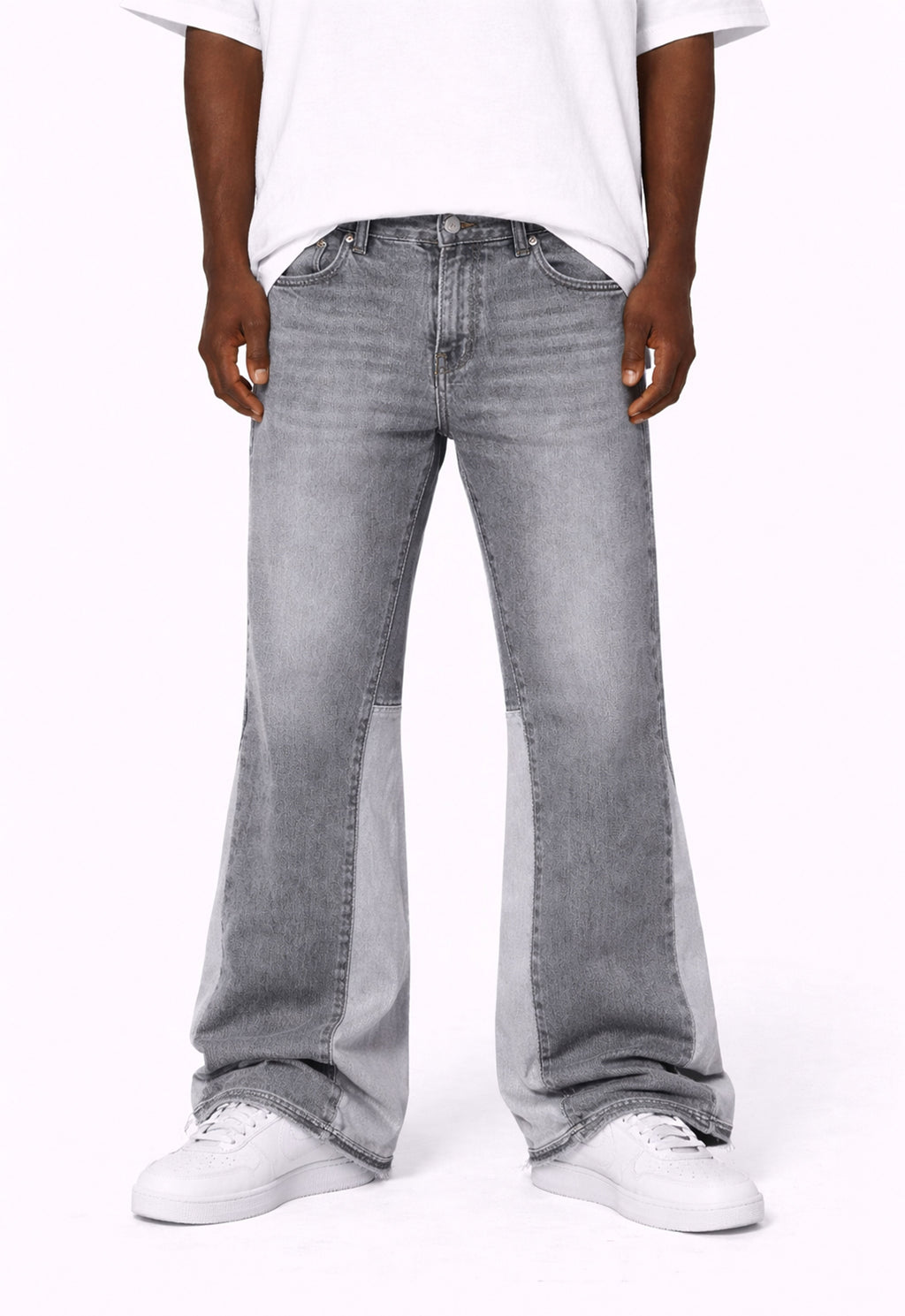 GREY SPLIT FLARE DENIM