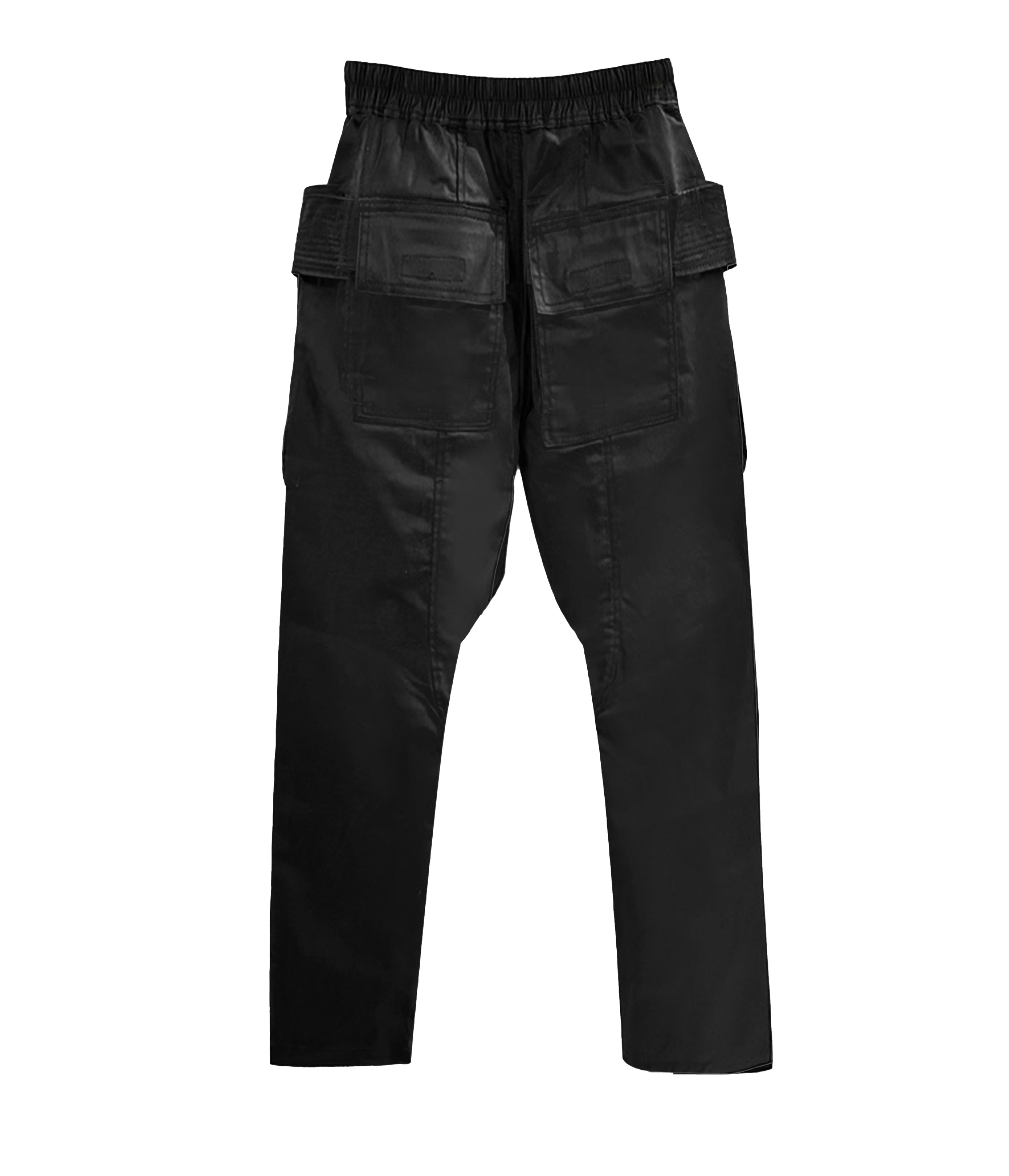 WAXED DROP-CROTCH DRAWSTRING CARGO PANTS