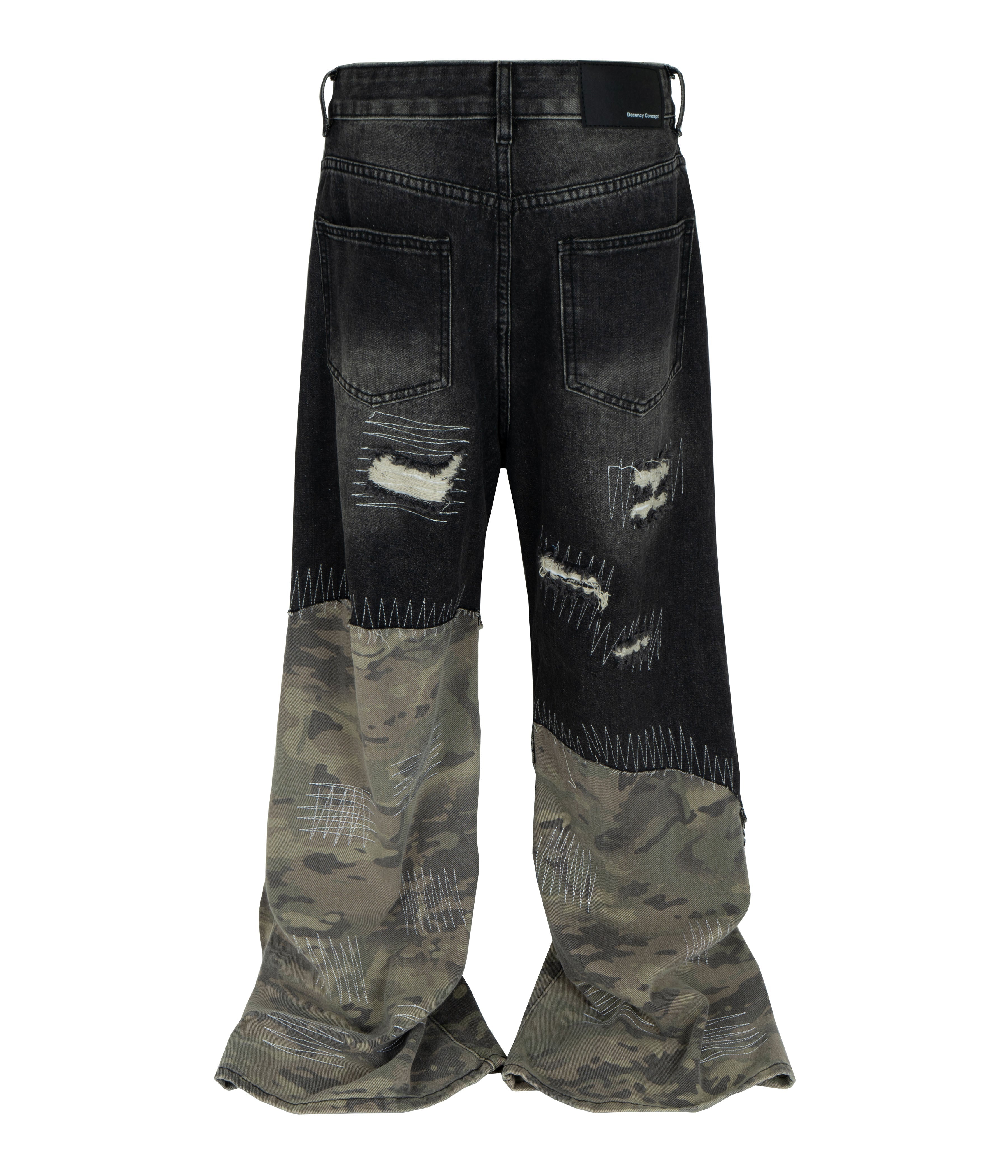 NOIR SCAB CAMO FLARE DENIM