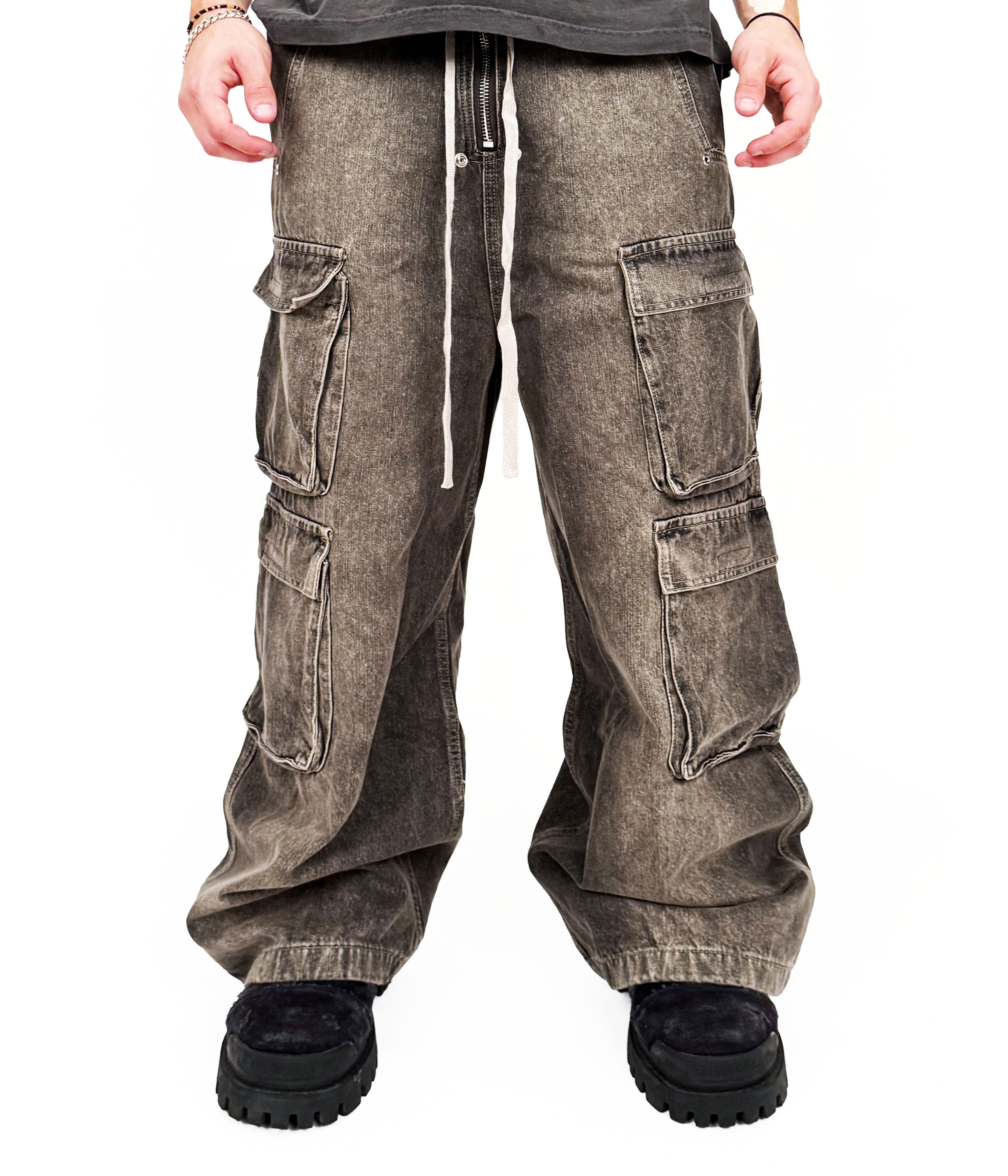 NOIR FLOW DENIM CARGO PANTS