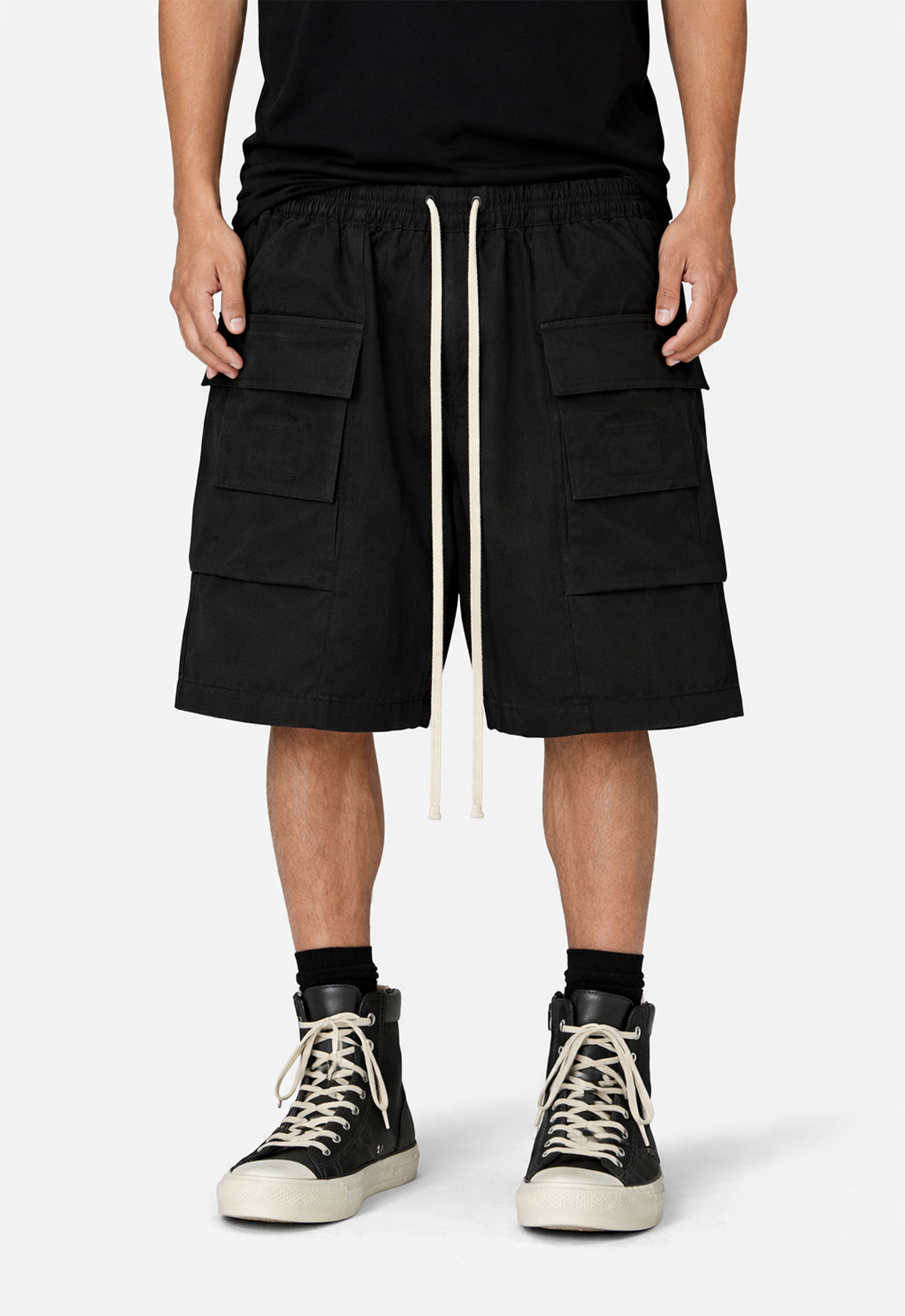 NOIR DROP-CROTCH CARGO SHORTS