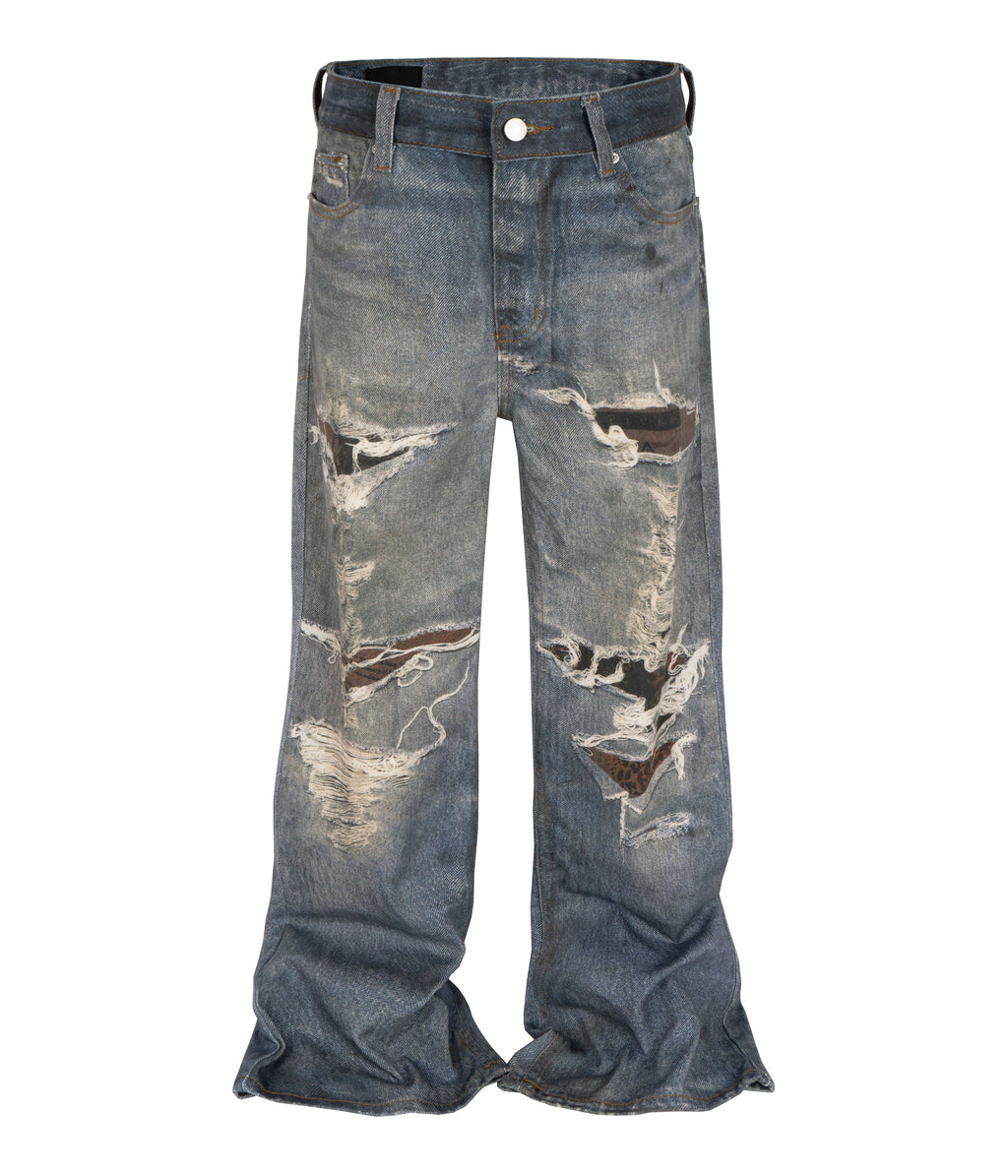 WIDEBOY DISTRESS PRINT DENIM