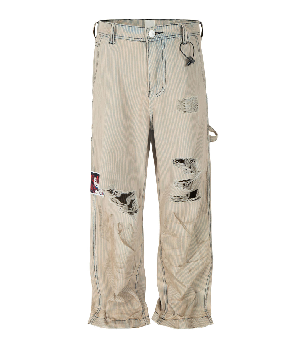 PINSTRIPE DESTROYED DENIM