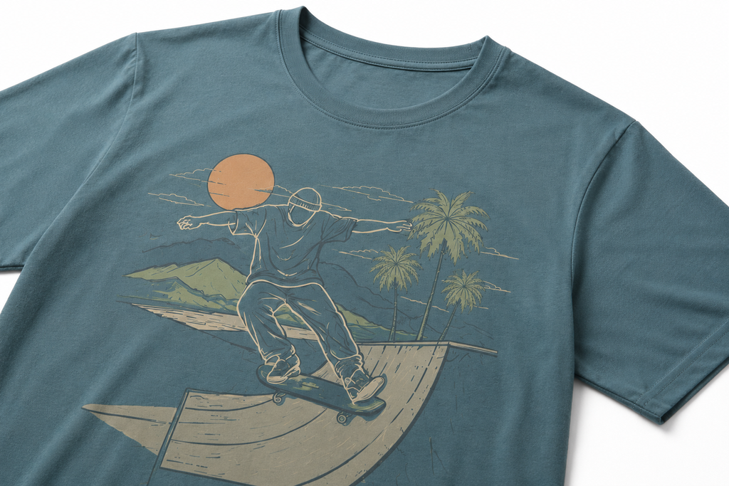 Skate For Life Men's Graphic T-Shirt Bamboo Viscose Organic Cotton Short Sleeve Skateboarding Crewneck Tee