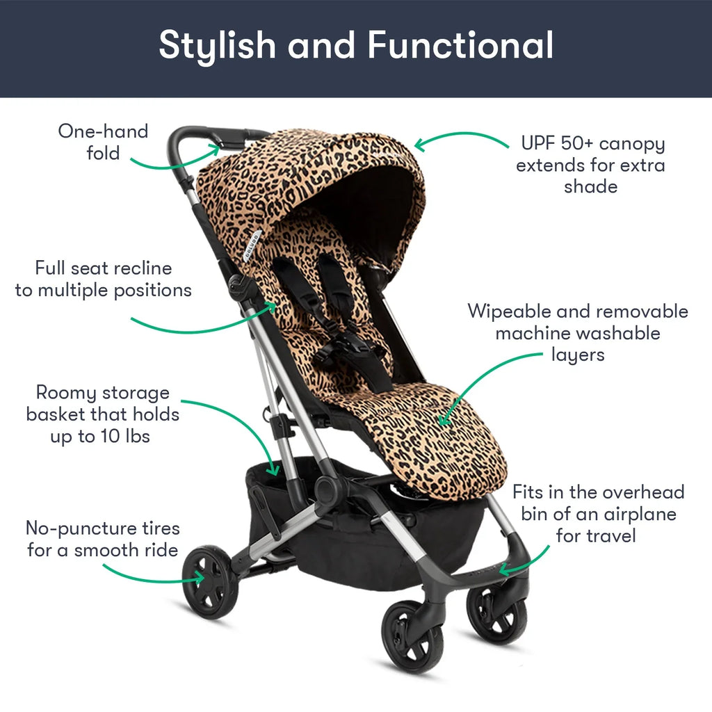 Colugo Compact Stroller - One Hand Fold Lightweight Stroller, Travel Stroller with Rain Cover, Backpack and Cup Holder, Wild Child