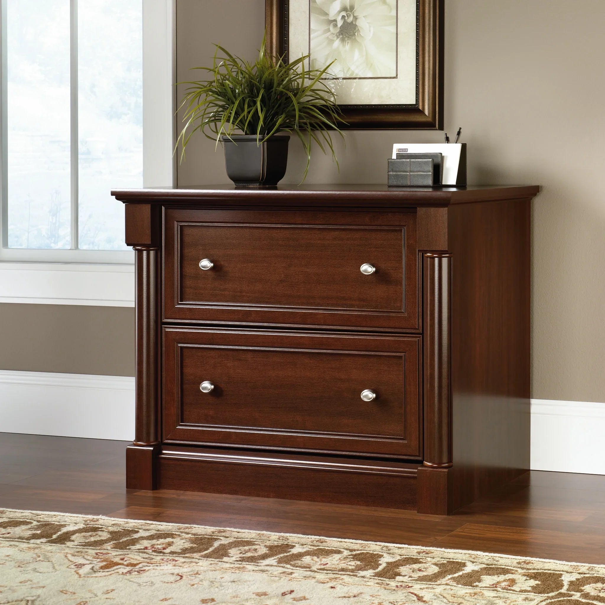 Sauder Palladia Lateral File Cabinet with 2 Drawers, Select Cherry Finish