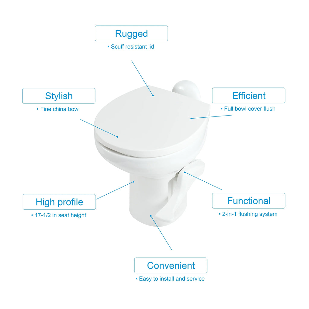 Thetford Aqua-Magic Style II RV Toilet, High, White, 42058,17.9" x 20" x 15"