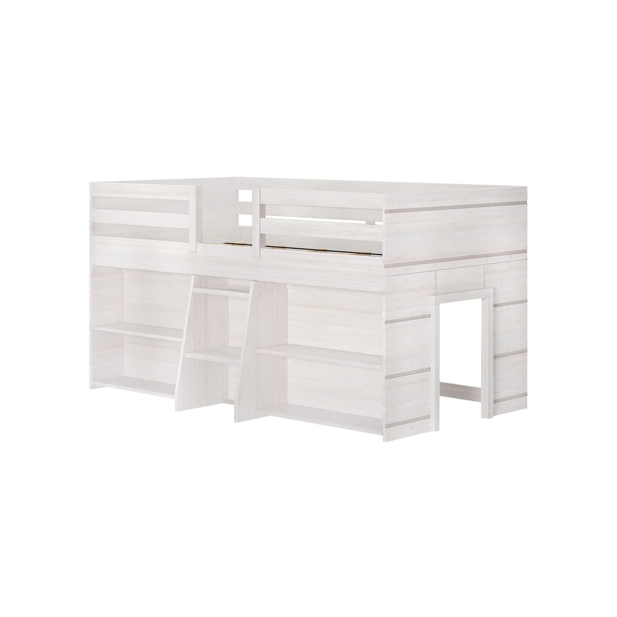 Max & Lily Modern Farmhouse Low Loft Bed, Twin Bed Frame for Kids with 2 Bookcases