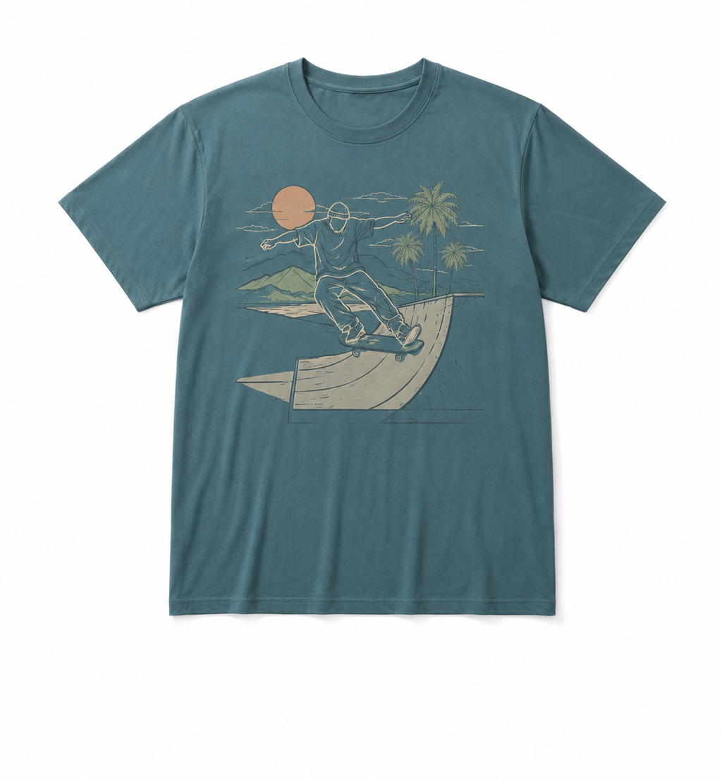 Skate For Life Men's Graphic T-Shirt Bamboo Viscose Organic Cotton Short Sleeve Skateboarding Crewneck Tee