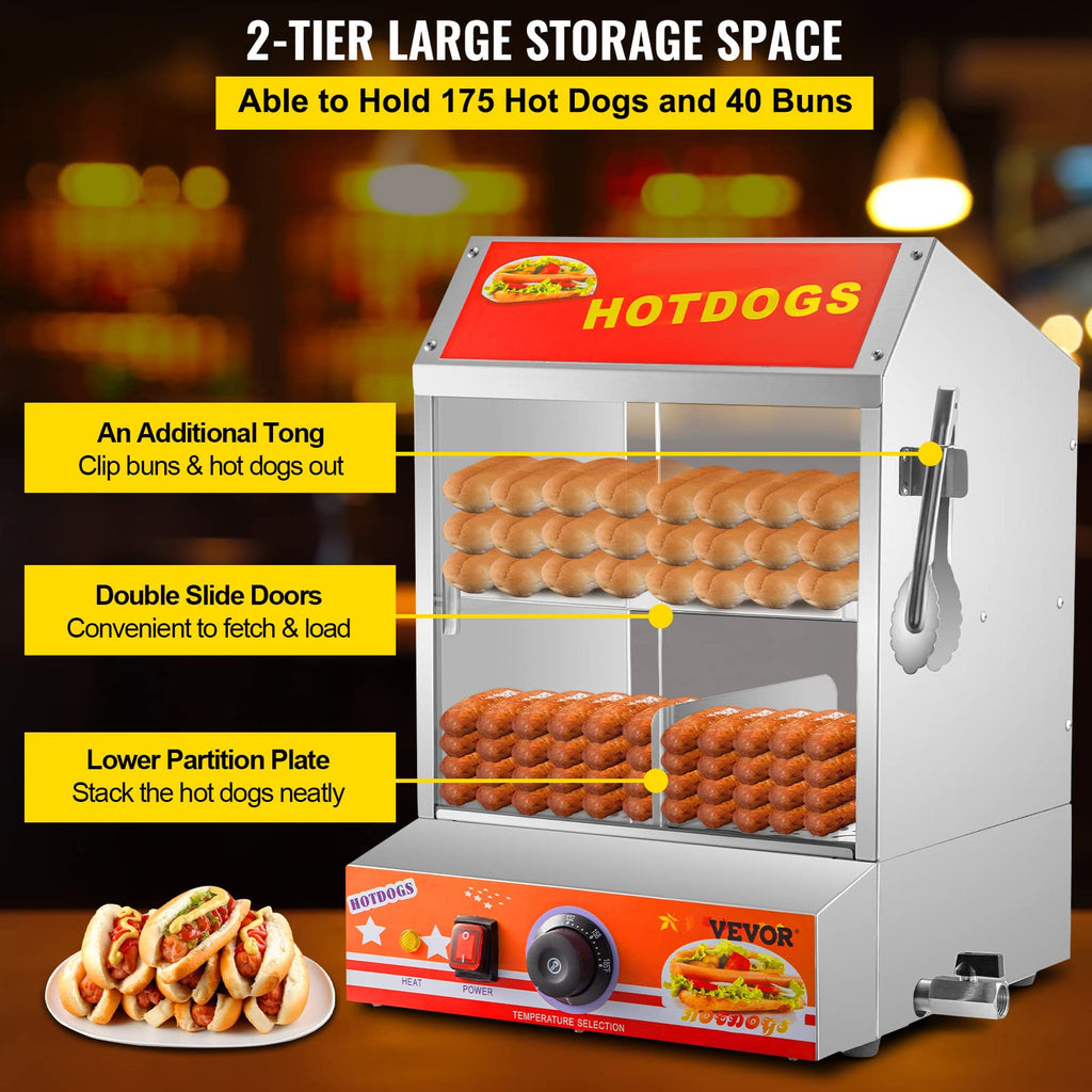VEVOR Hot Dog Steamer 27L