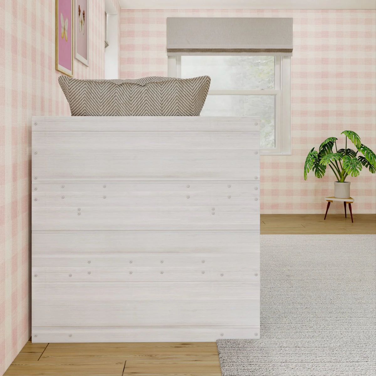 Max & Lily Modern Farmhouse Low Loft Bed, Twin Bed Frame for Kids with 2 Bookcases